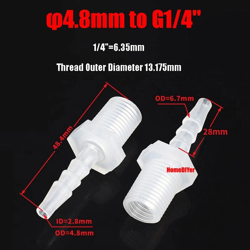 Plastic Barbed Connector 4mm~12mm Straight Cross Pipe Hose Tubing Joiner Fitting