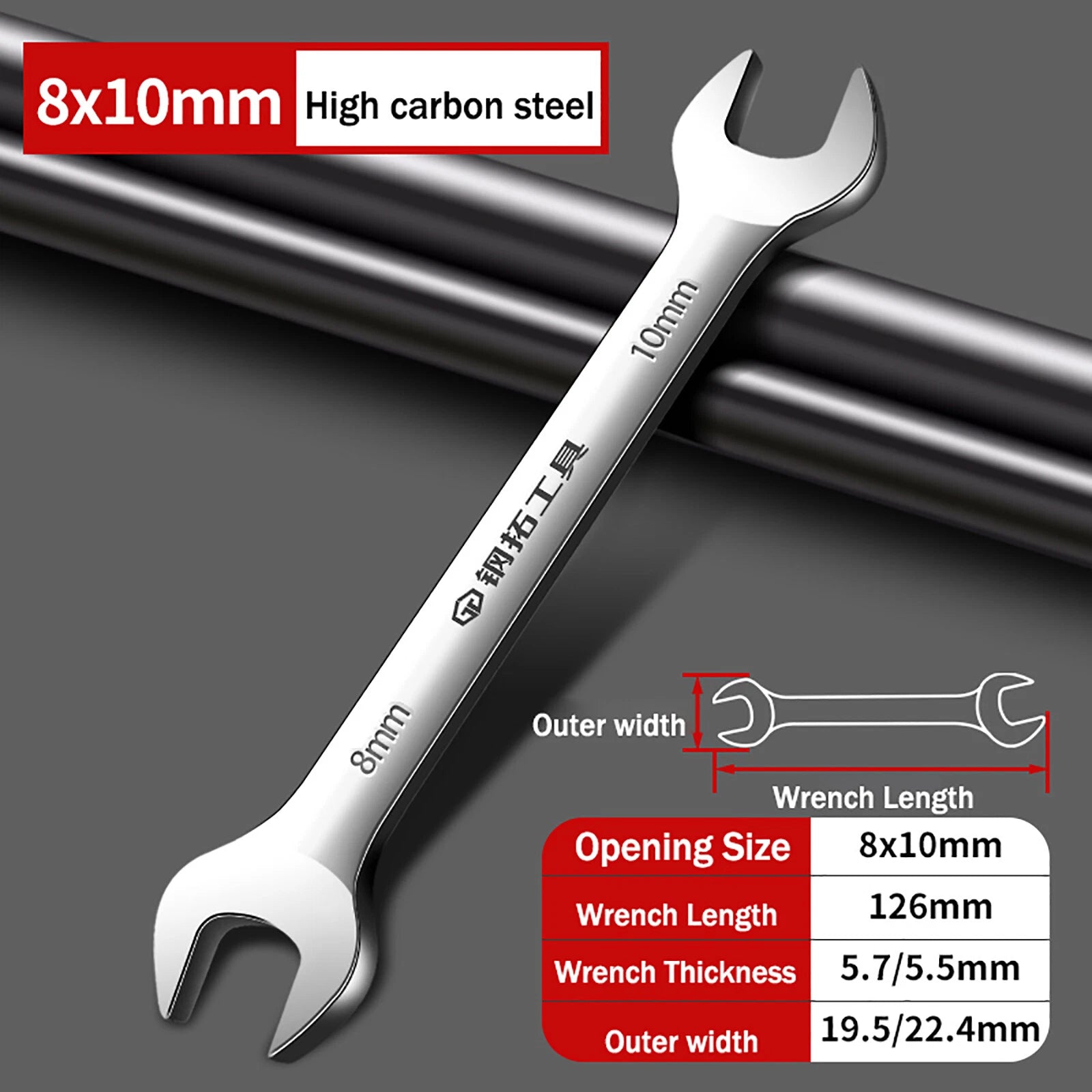 6-41MM Metric Carbon Steel Open End Wrench Double End Wrench Spanner Repair Tool