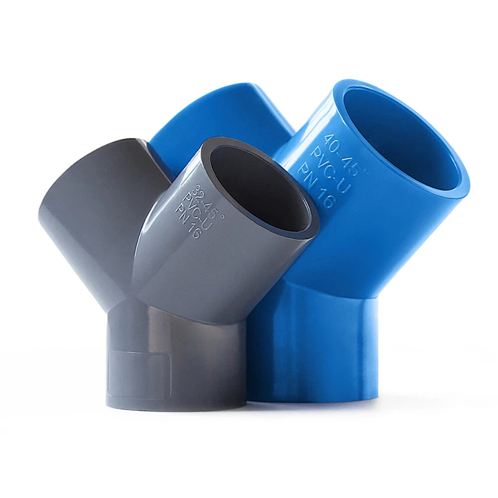 PVC Y-Fitting ID 20~63mm White Blue Grey PVC Y-Type Pipe Fitting Split Fittings