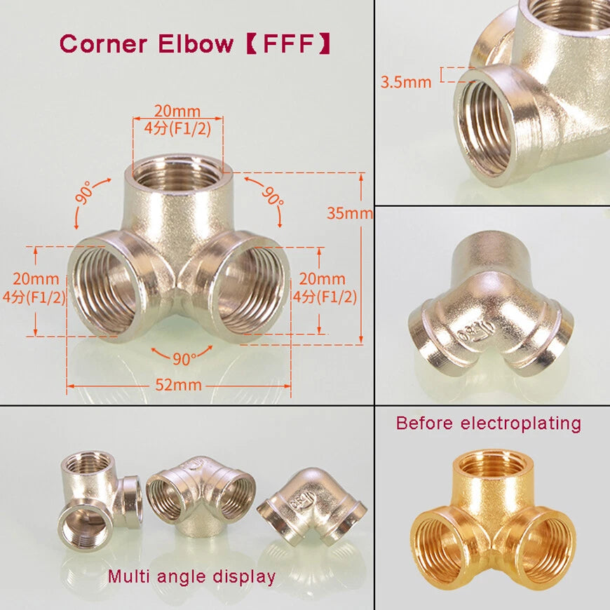 BSP 1/2" Brass Pipe Fittings – Tee, Elbow, Cross & Y-Connector