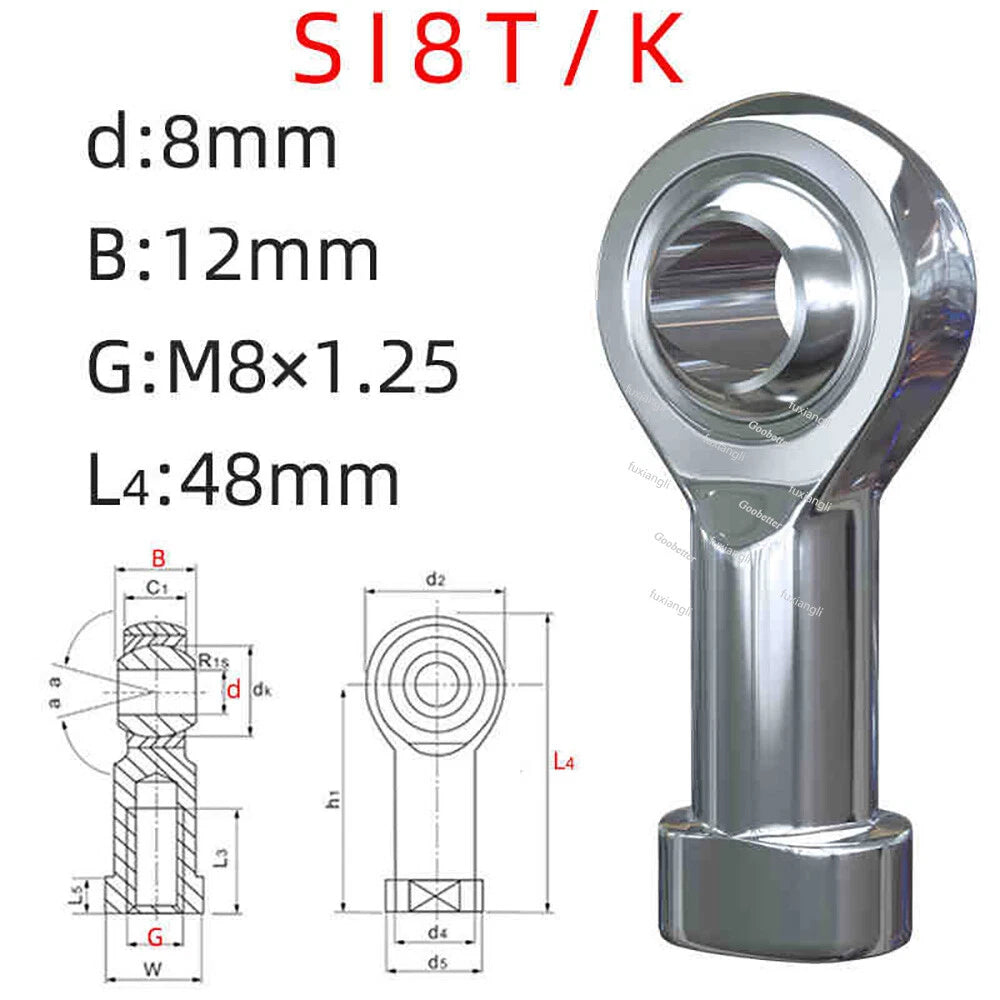 Rod End Bearings PHS Female M6-M35 Right-Left Hand Thread A2 Stainless Steel
