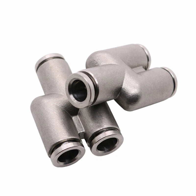 Stainless Steel Pneumatic Push Fit Connector Elbow Tee Straight Air Hose Tube
