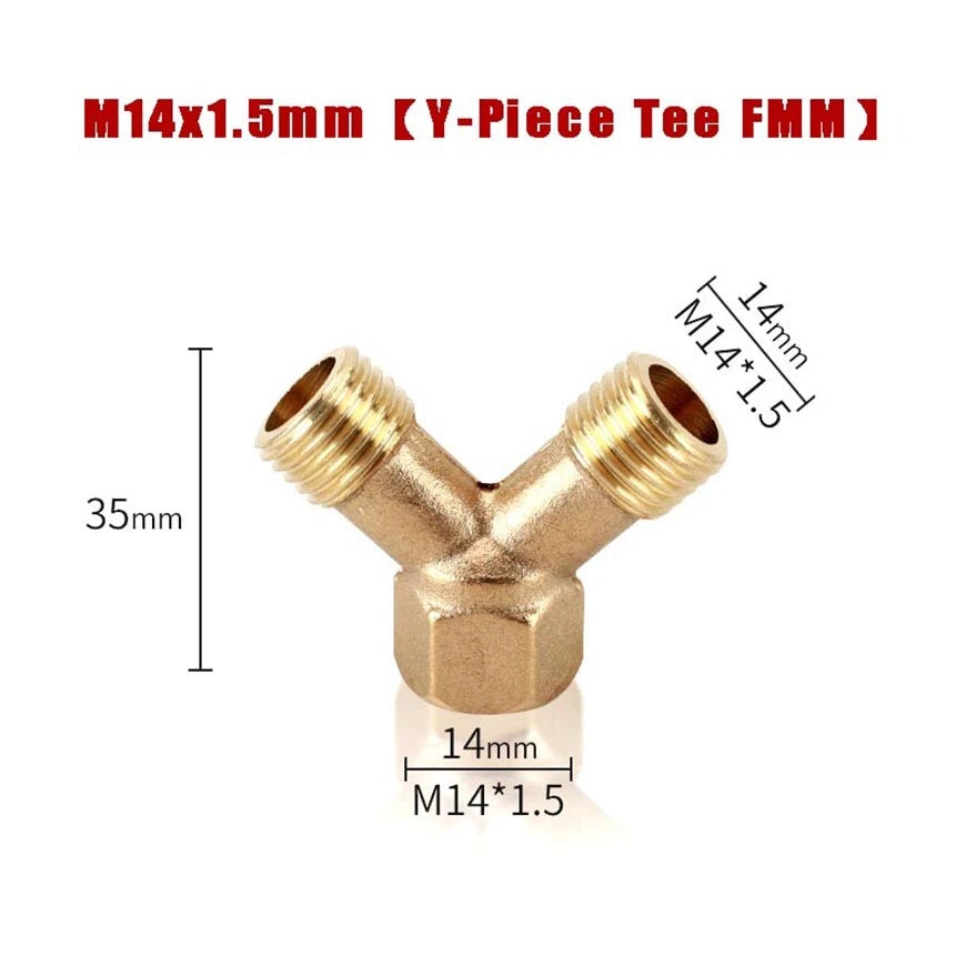 M14x1.5mm & M22x1.5mm Brass Pipe Fittings — Straight, Elbow, Tee, Cross, Coupler Adapters