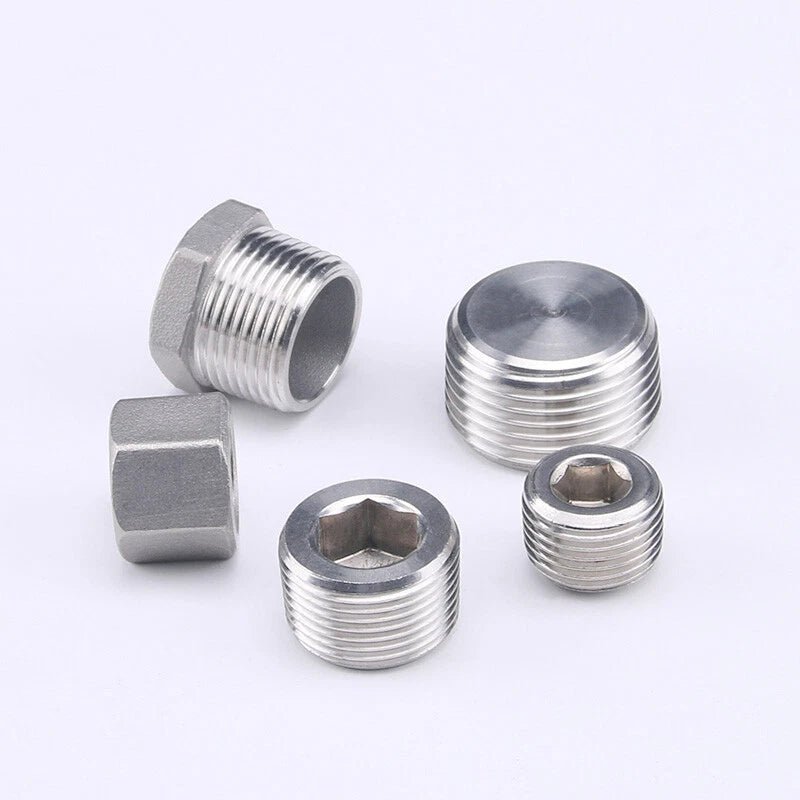 BSP Male Stainless Steel Countersunk End Plug — Internal Hex, 1/4" to 2"