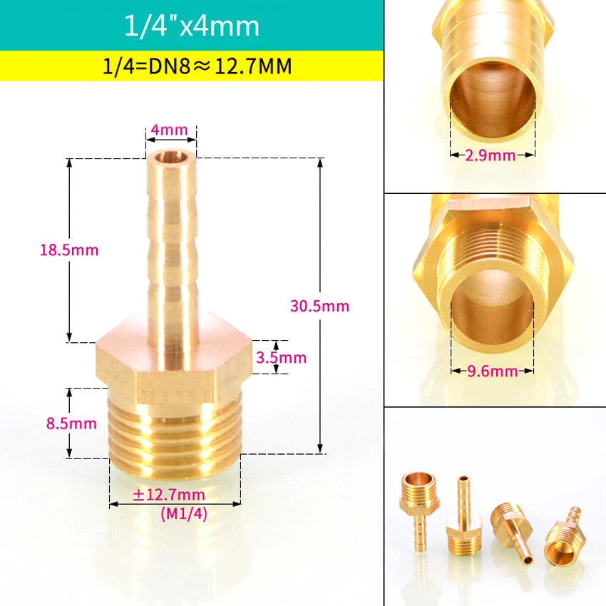 BSP Male & Female Thread Barb Hose Tail Connector — Air Fuel Water