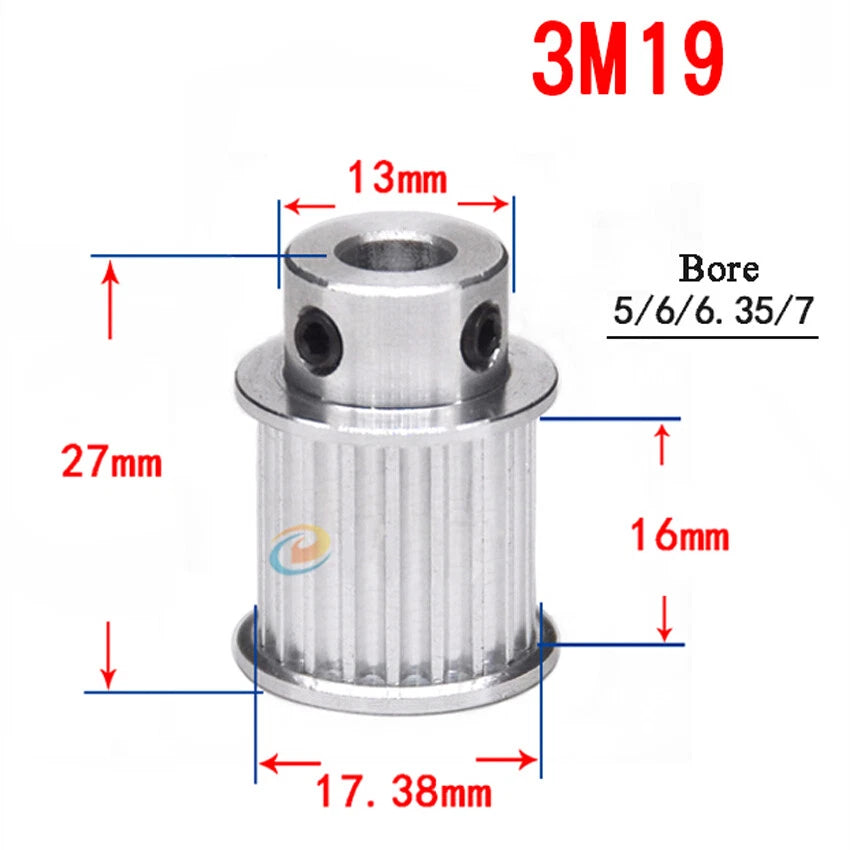 HTD-3M 12T-150T Timing Belt Pulley With Step Bore 8-25mm, For 15mm Width Belt