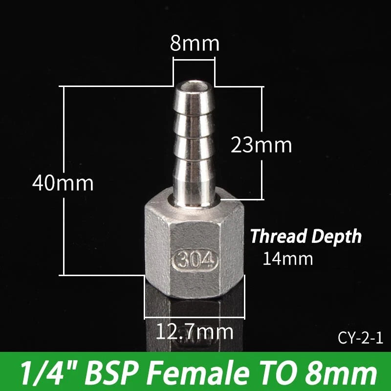 Stainless Steel Hosetails,Bsp Thread Hose Tail Barb Connector 1 8-1" Female Male
