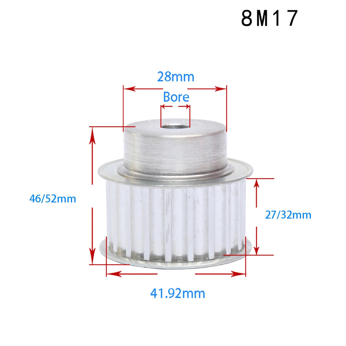 BF-type HTD8M 25mm-30mm Timing Belt Pulley 12 - 72 Tooth for CNC Step Motor