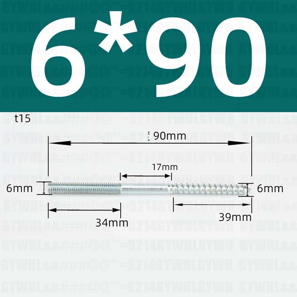 M6 M8 M10 Hanger Bolts – Zinc Plated Steel Torx Drive, Headless Furniture Wood Screws for Sofa Legs & Mounting