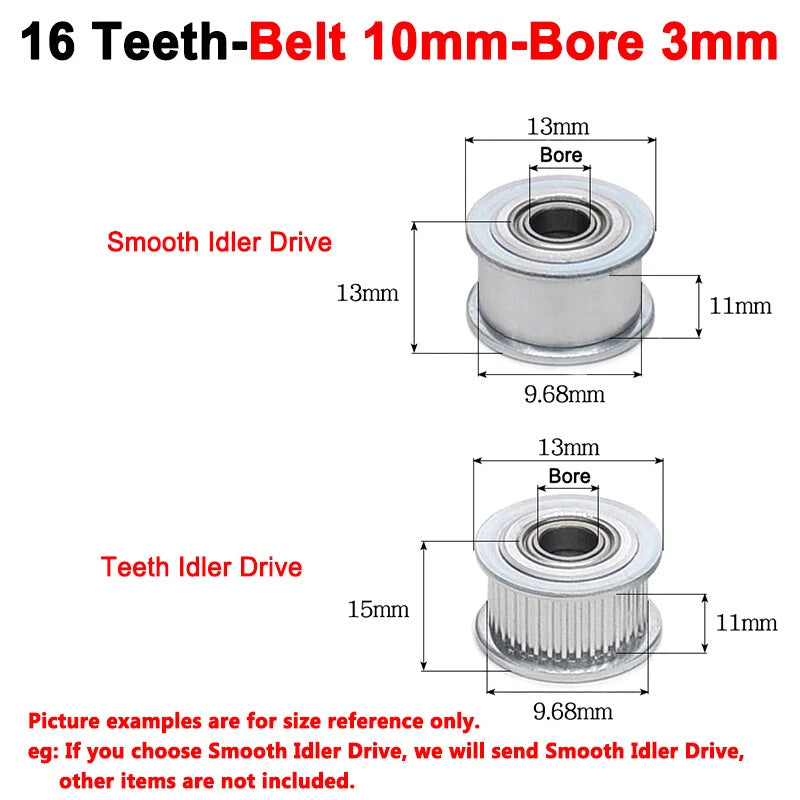 2GT Smooth-Tooth Idler Pulley 16Tooth - 40Tooth Bore 3mm 4mm 5mm 6mm 7mm 8mm