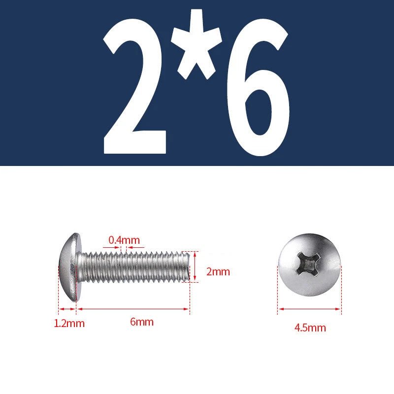 Phillips Button Head Machine Screws — Steel M2 M2.5 M3 M4 M5 M6 - HomeDIYer