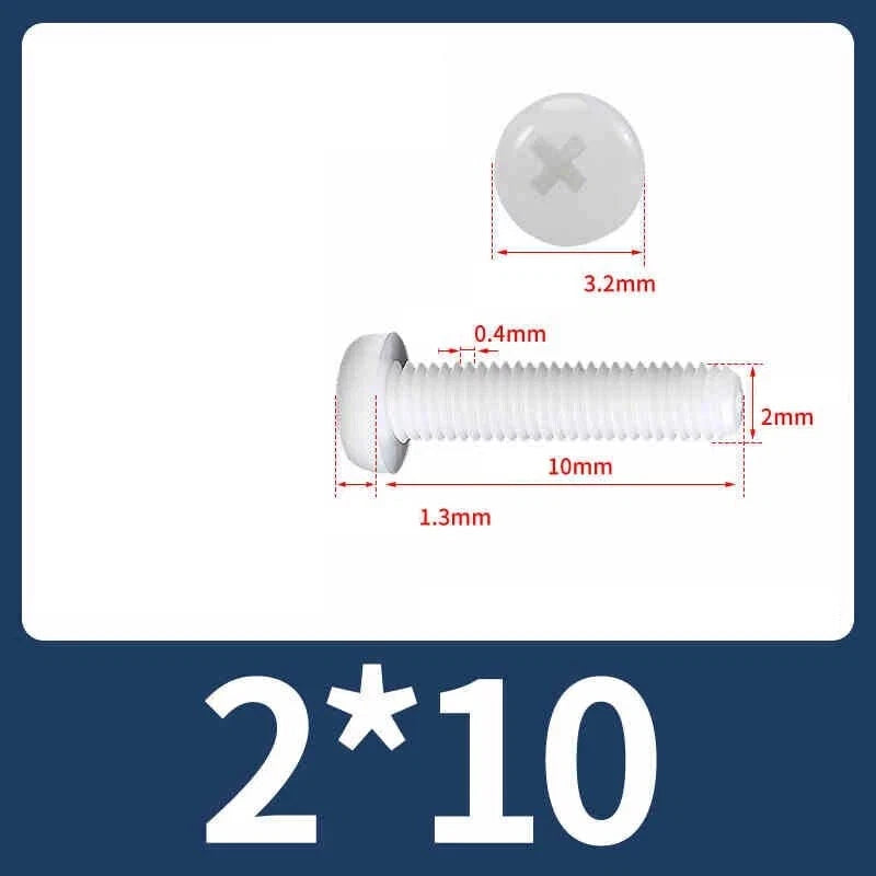 White Nylon Phillips Pan Head Machine Screws – M2 to M8, Non‑Conductive & Corrosion‑Free (PA66)