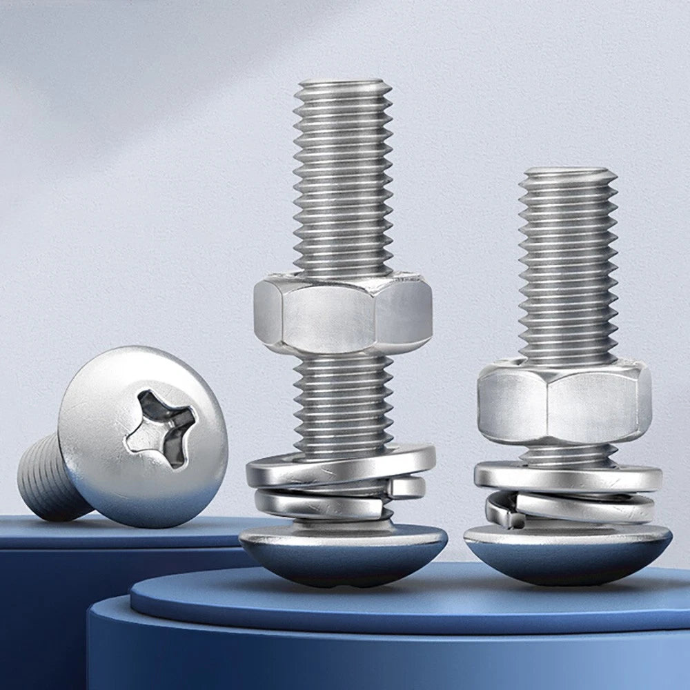M2–M4 Phillips Truss Head Machine Screws with Hex Nuts & Washers – A2 Stainless Steel - HomeDIYer