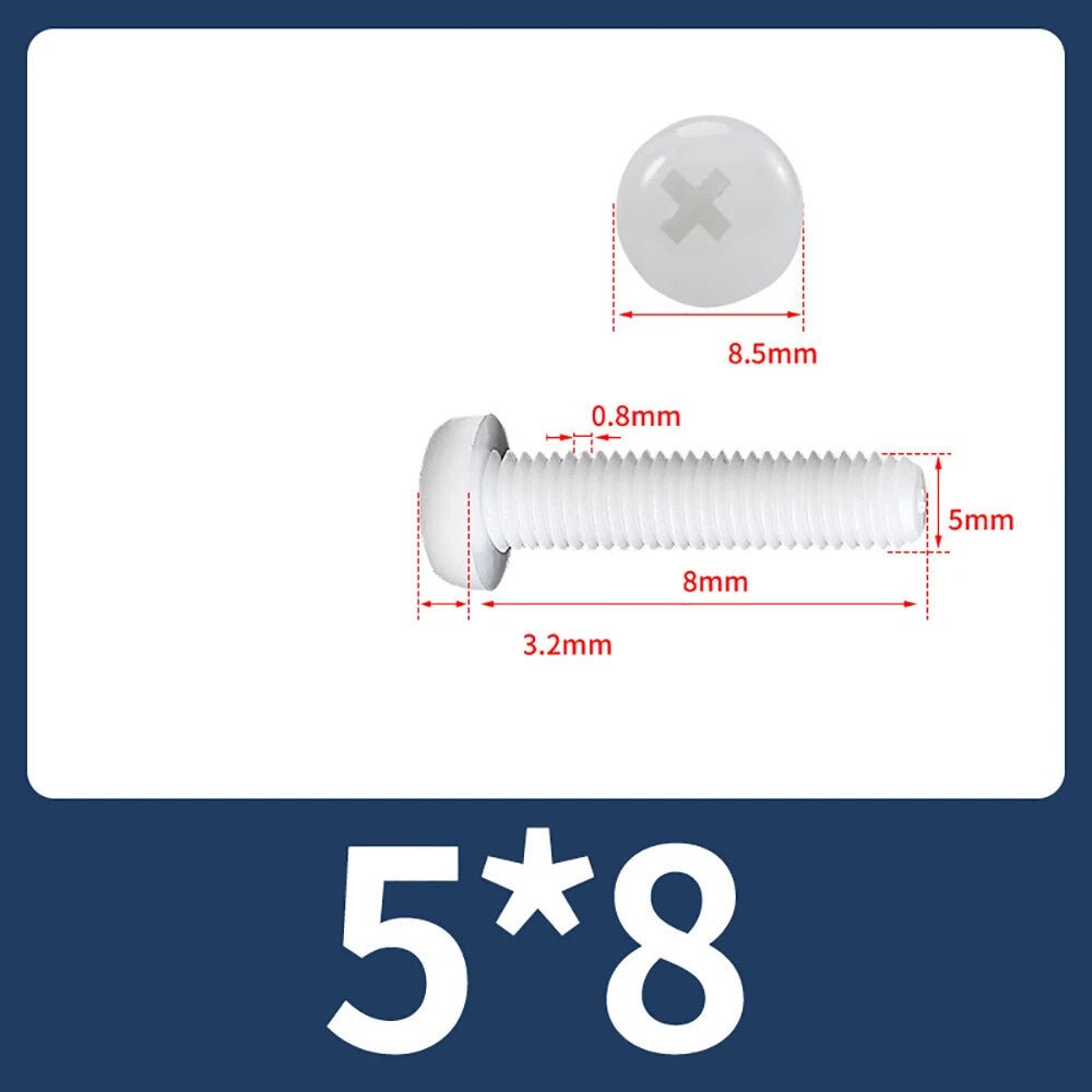 M5 M6 M8 Nylon Phillips Pan Head Machine Screws – Black & White - HomeDIYer