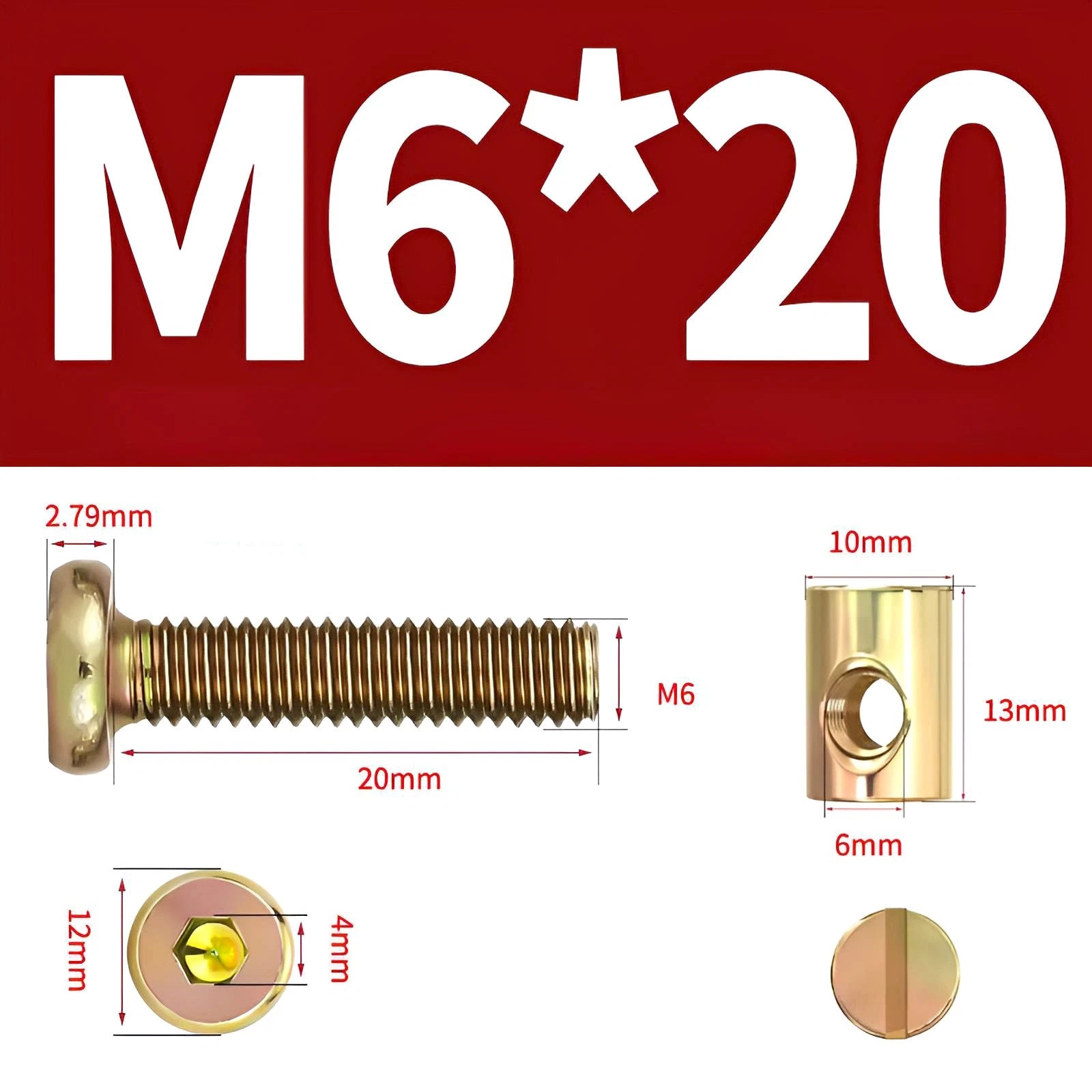 M6 M8 Galvanised Furniture Connecting Bolts with Barrel Nuts | Slotted & Phillips | 8mm–120mm