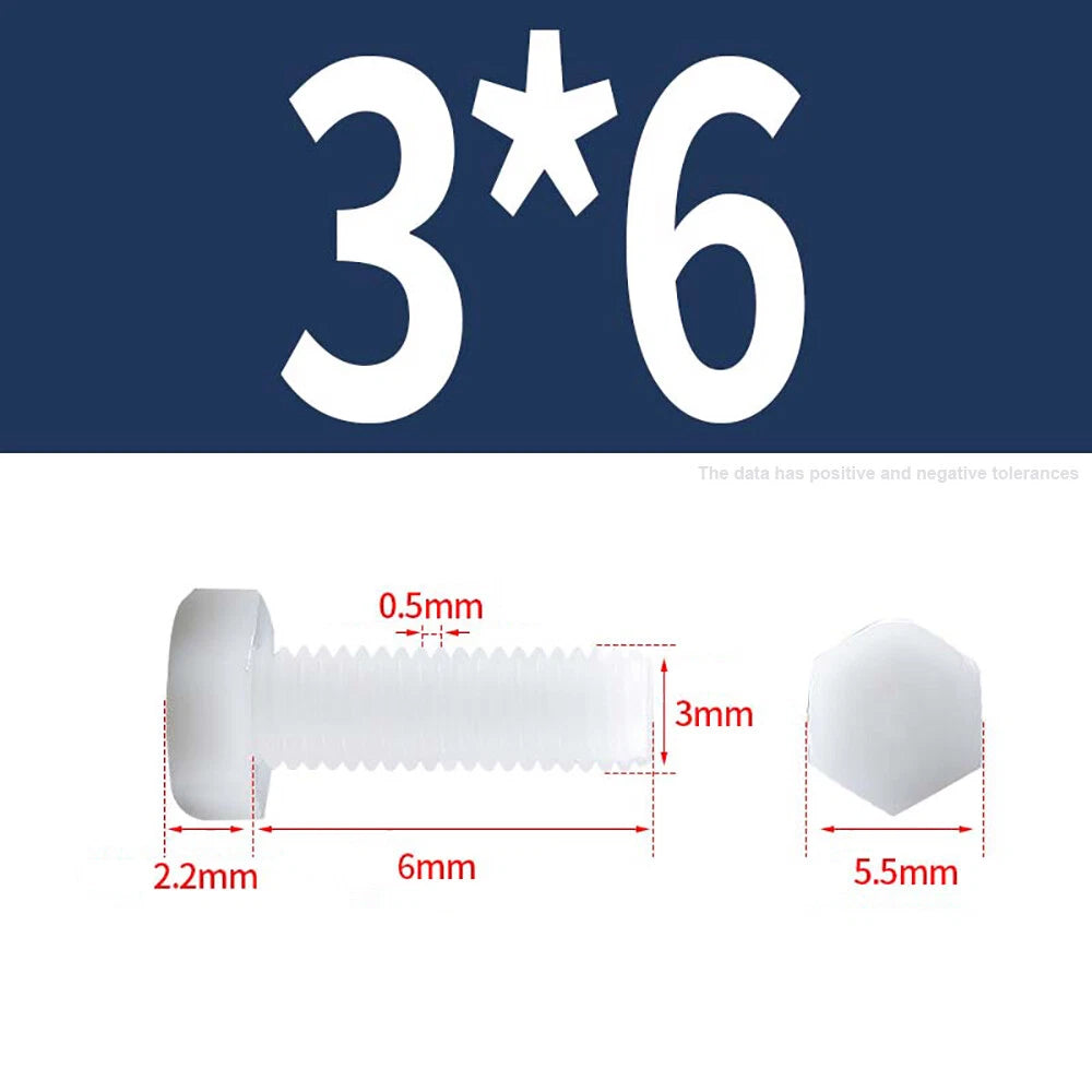 M3–M12 White Nylon Hex Bolts | Plastic Hexagon Head Machine Screws DIN 933