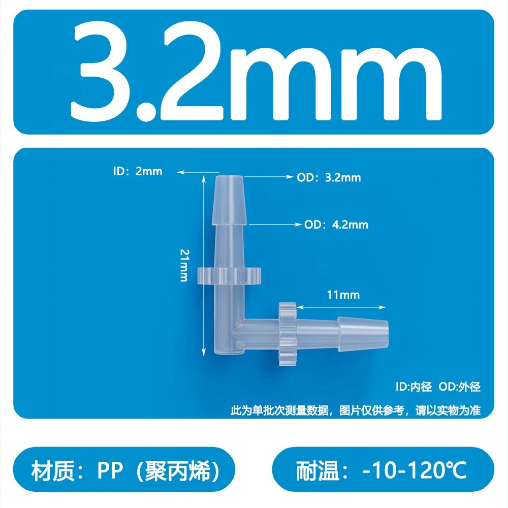 90° Elbow Plastic Barbed Joiner Reducer Connector Pipe Tube Hose Water 1.6-25mm