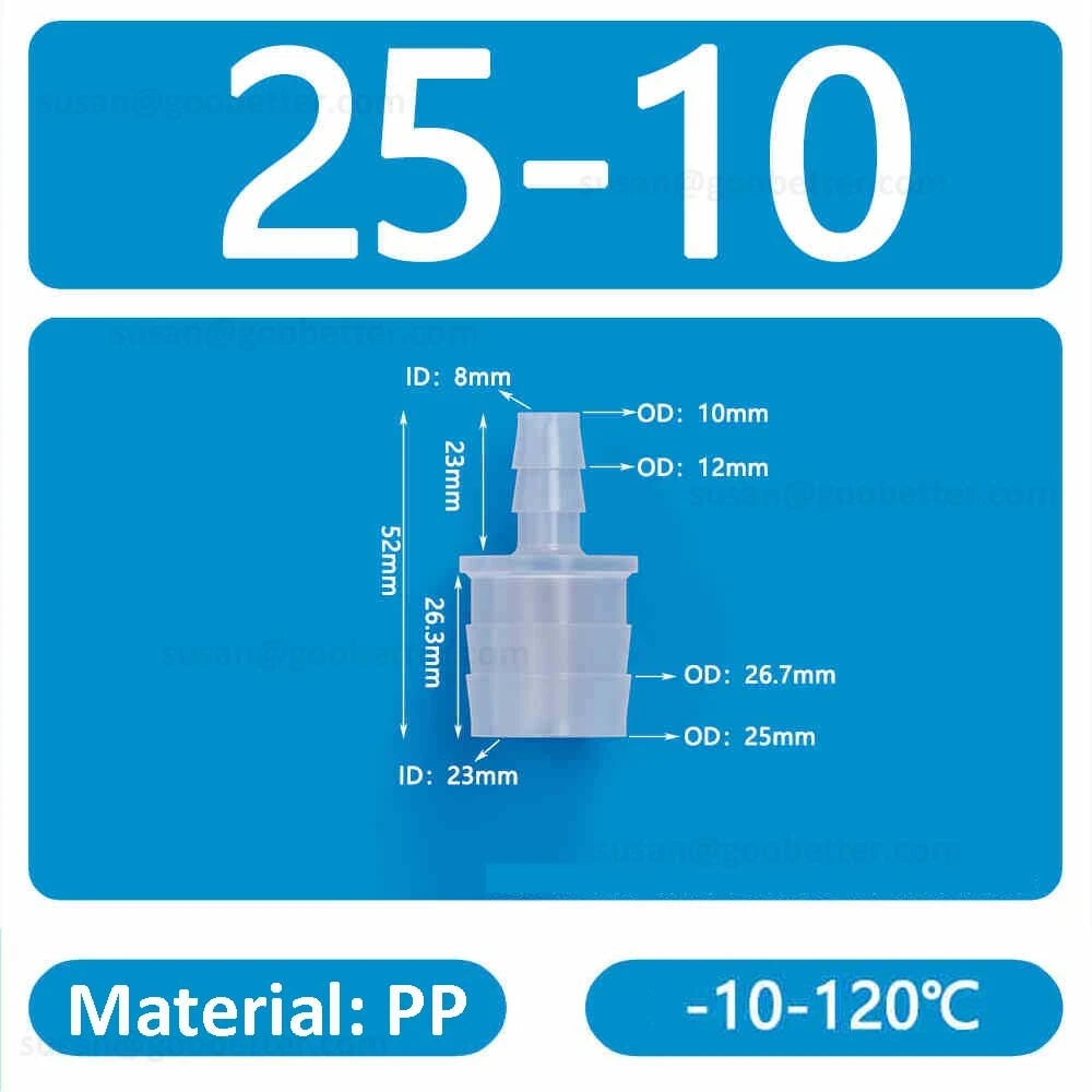 Straight Reducer Barbed Hose Connector — Plastic Joiner for Air & Water Tubing