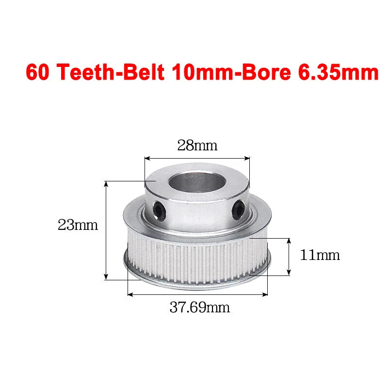 2GT Drive Pulley With Step 16 Tooth - 100 Tooth Bore 4mm - 25mm for 10mm Belt