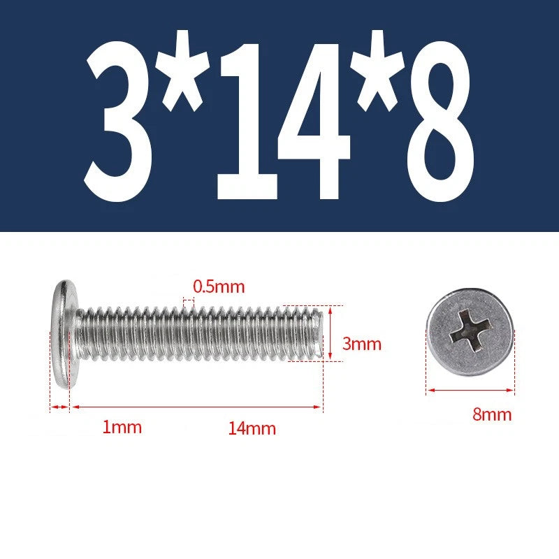 M1–M8 Ultra Thin Flat Head Phillips Machine Screws – A2 Stainless Steel, Fully Threaded