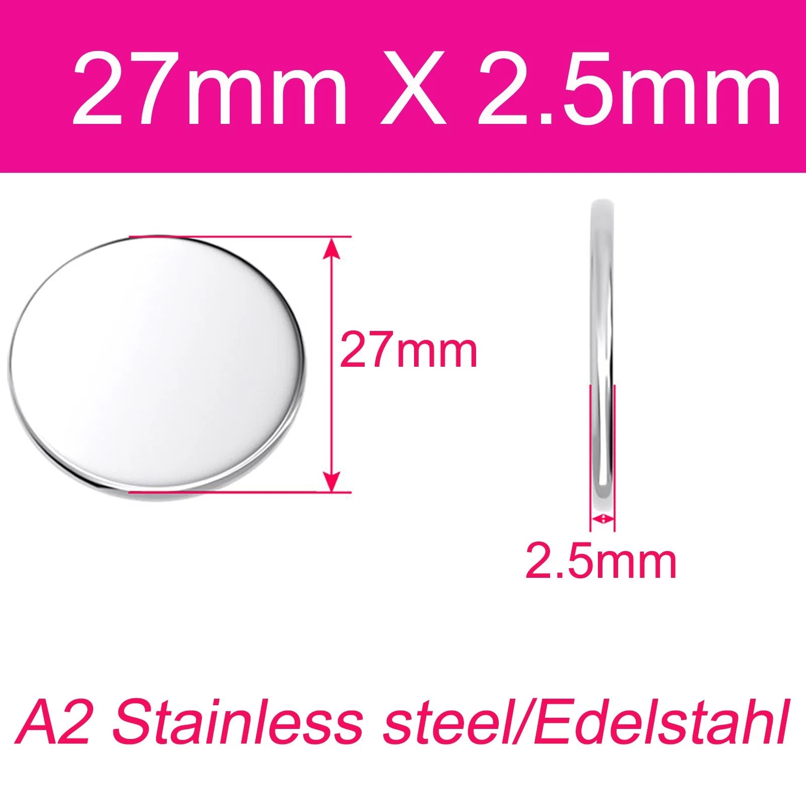 Round Plate A2 Stainless Steel Sheet Plate Thick 1/1.5/2/2.5/3/4/5mm Dia 6-80mm