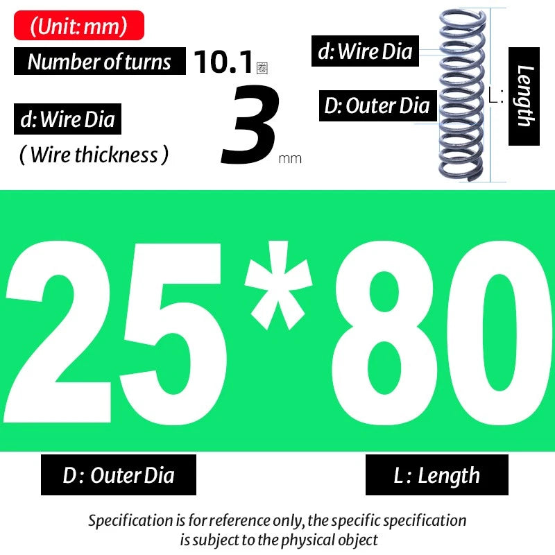 Compression Spring Pressure Big, Wire Dia 3.0mm Diameter 16-40mm Length 20-200mm