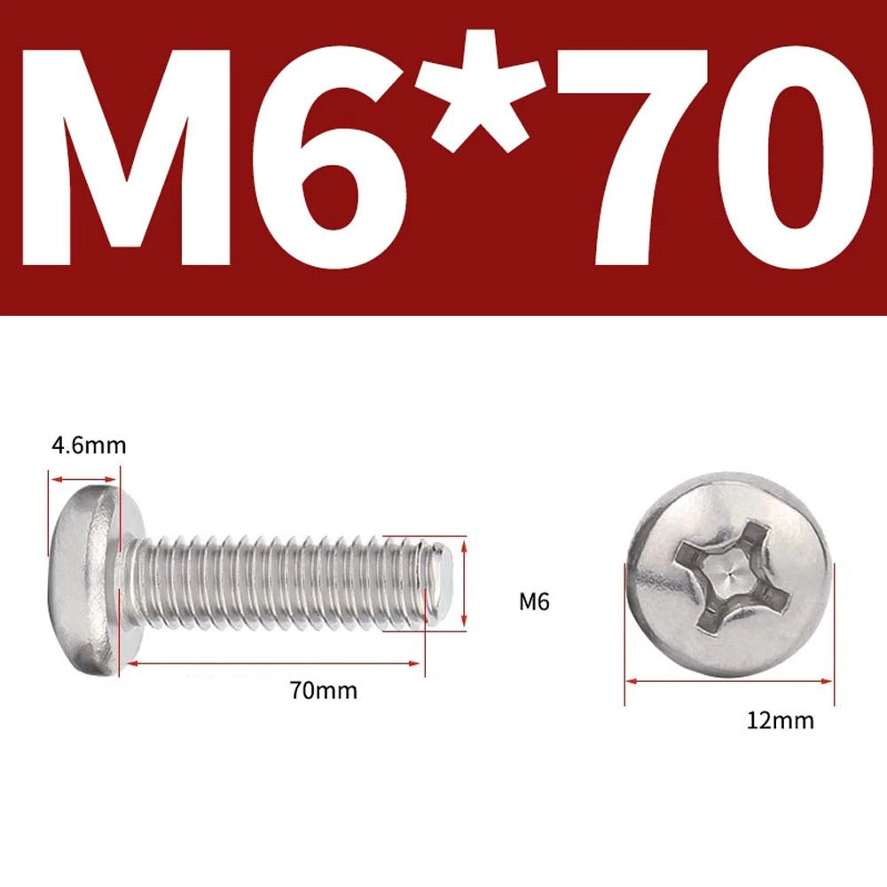Phillips Pan Head Machine Screws — A4 Marine Grade Stainless Steel, DIN 7985 (M1.6–M10)