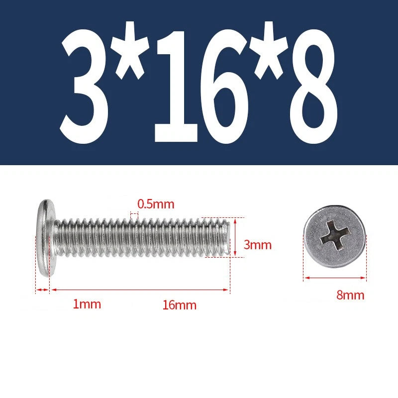 M1–M8 Ultra Thin Flat Head Phillips Machine Screws – A2 Stainless Steel, Fully Threaded