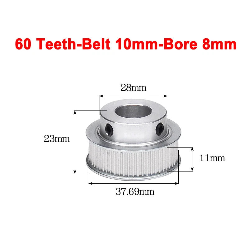 2GT Drive Pulley With Step 16 Tooth - 100 Tooth Bore 4mm - 25mm for 10mm Belt