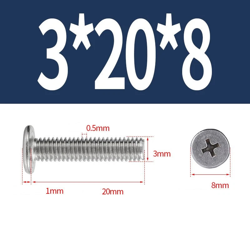 M1–M8 Ultra Thin Flat Head Phillips Machine Screws – A2 Stainless Steel, Fully Threaded