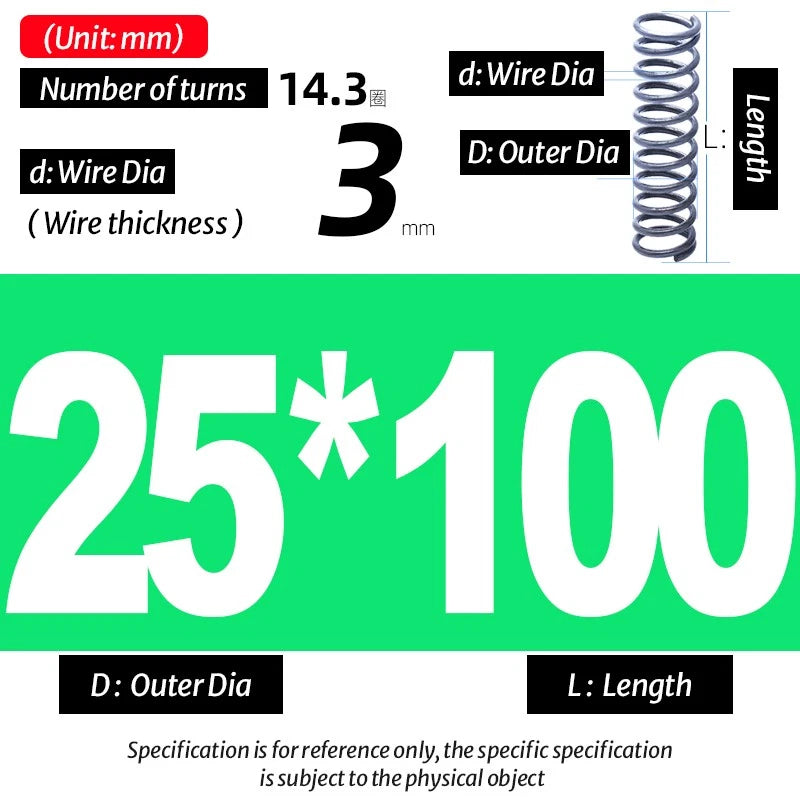 Compression Spring Pressure Big, Wire Dia 3.0mm Diameter 16-40mm Length 20-200mm