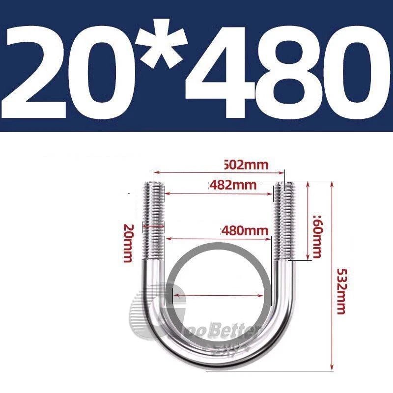 Square U - Bolts Stainless Steel — M6 to M24 | 304 A2 & 316 A4 Marine Grade - HomeDIYer