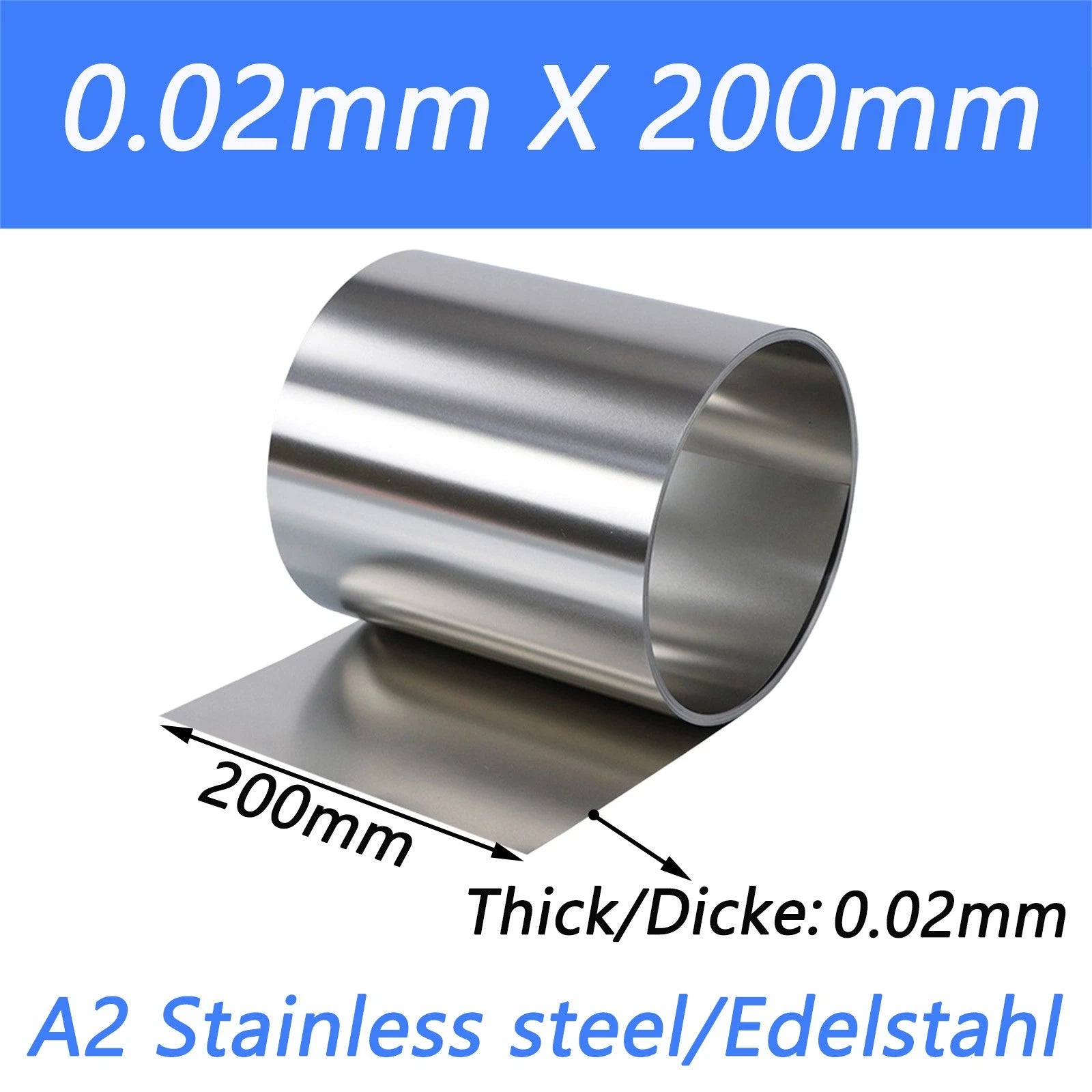 Stainless Steel 304 Thin Foil Strip Sheet | 0.01–1.0mm Thick, 10–400mm Wide