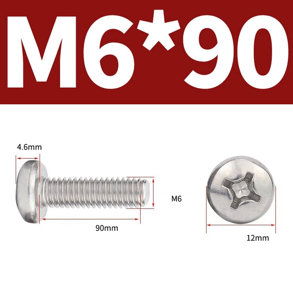 Phillips Pan Head Machine Screws — A4 Marine Grade Stainless Steel, DIN 7985 (M1.6–M10)