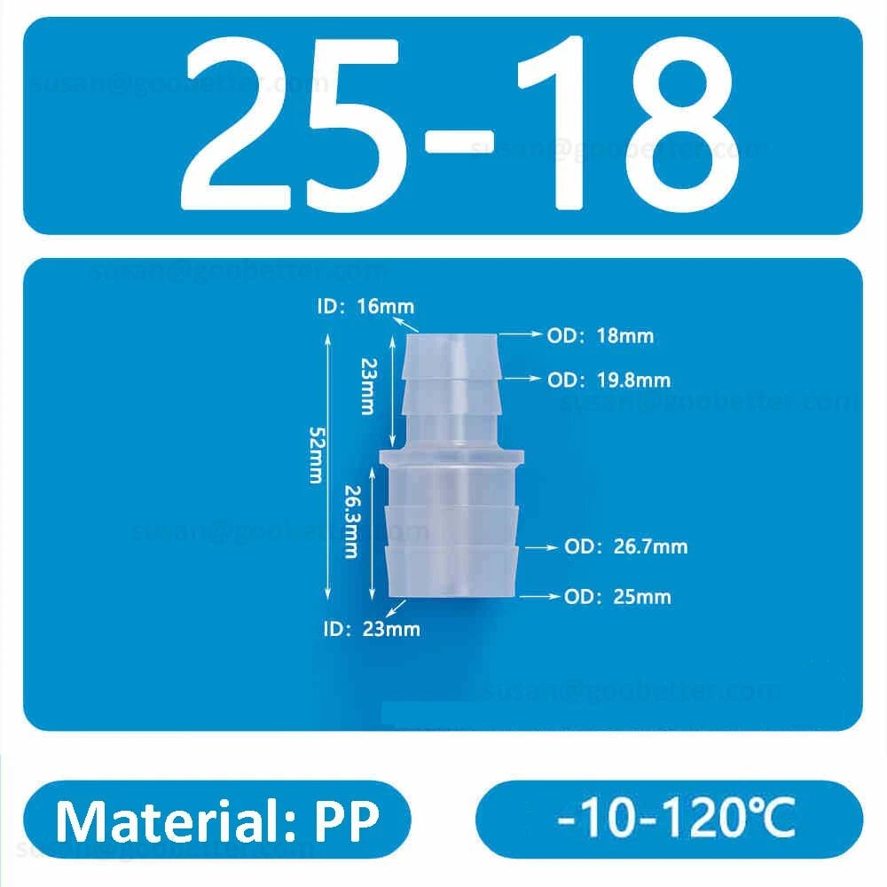 Straight Reducer Barbed Hose Connector — Plastic Joiner for Air & Water Tubing