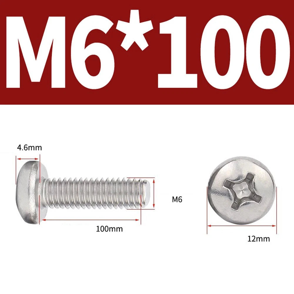 Phillips Pan Head Machine Screws — A4 Marine Grade Stainless Steel, DIN 7985 (M1.6–M10)