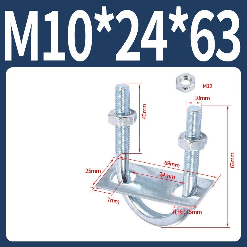 Round U-Bolts Sets Steel 16mm-219mm Inner Width M6 M8 M0 M12 with Nut, Plate