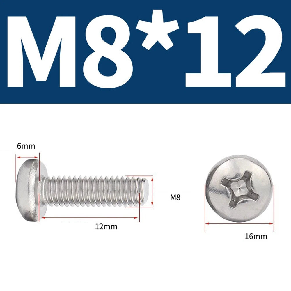 Phillips Pan Head Machine Screws — A4 Marine Grade Stainless Steel, DIN 7985 (M1.6–M10)