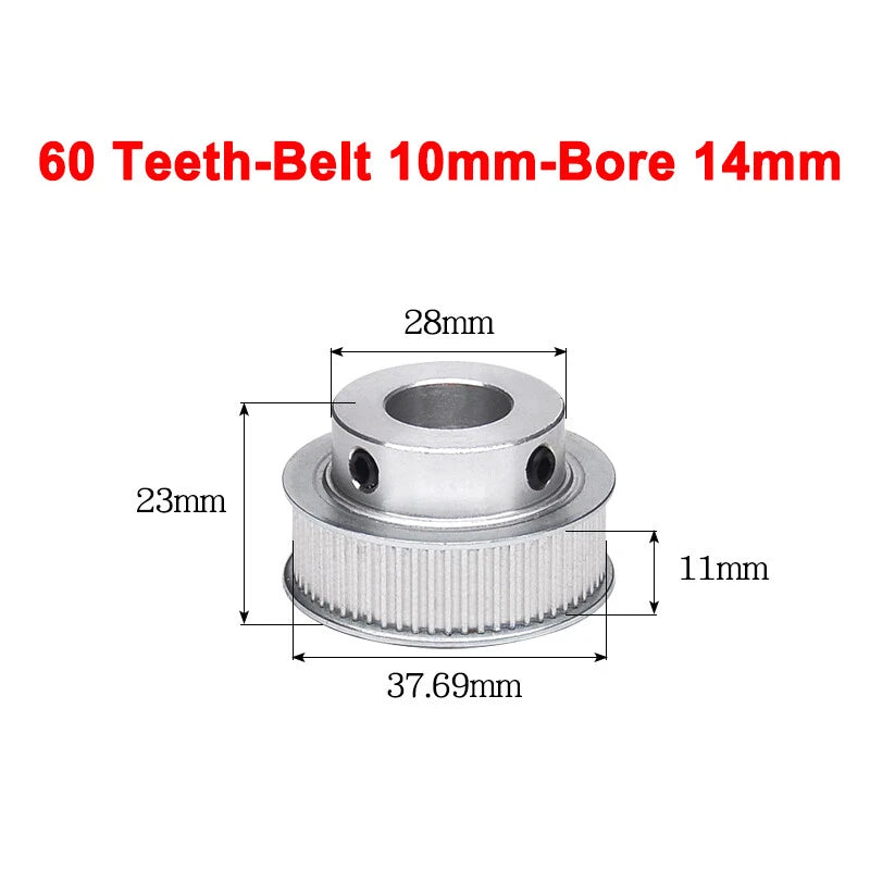 2GT Drive Pulley With Step 16 Tooth - 100 Tooth Bore 4mm - 25mm for 10mm Belt