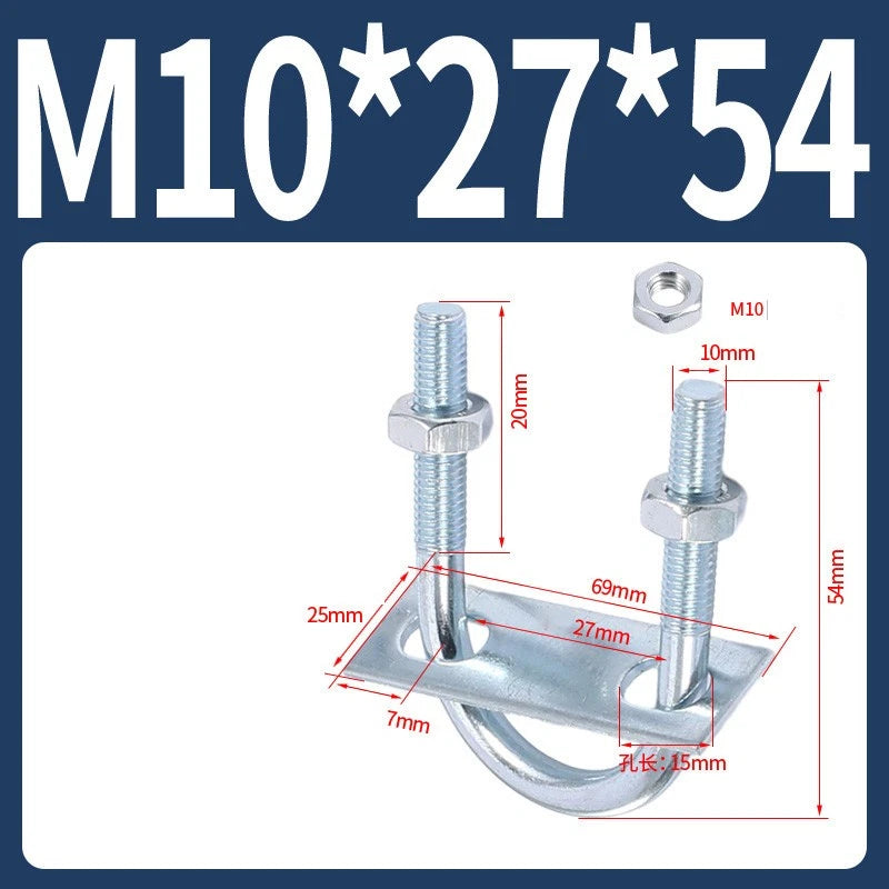 Round U-Bolts Sets Steel 16mm-219mm Inner Width M6 M8 M0 M12 with Nut, Plate