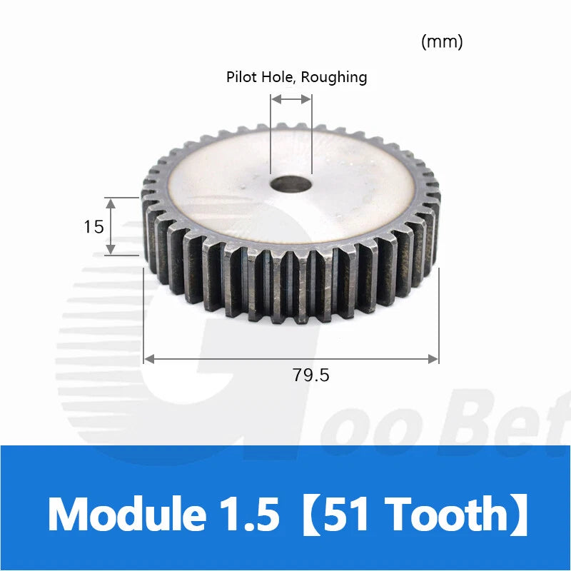 Mod 1 1.5 2 2.5 3 4 5 Spur Gear C45 Steel 12 Tooth - 160 Tooth Motor Pinion Flat