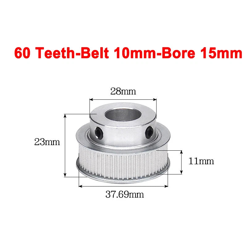 2GT Drive Pulley With Step 16 Tooth - 100 Tooth Bore 4mm - 25mm for 10mm Belt