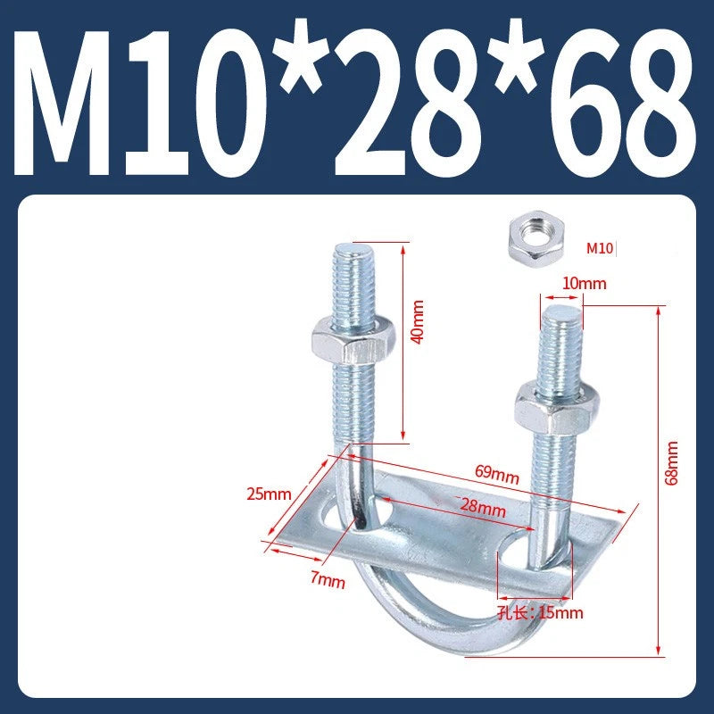 Round U-Bolts Sets Steel 16mm-219mm Inner Width M6 M8 M0 M12 with Nut, Plate