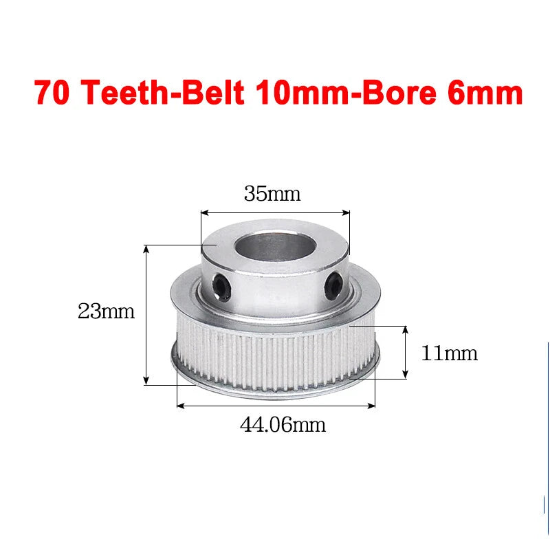 2GT Drive Pulley With Step 16 Tooth - 100 Tooth Bore 4mm - 25mm for 10mm Belt