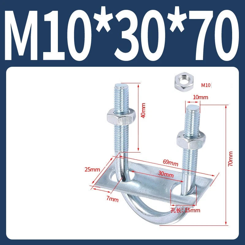 Round U-Bolts Sets Steel 16mm-219mm Inner Width M6 M8 M0 M12 with Nut, Plate