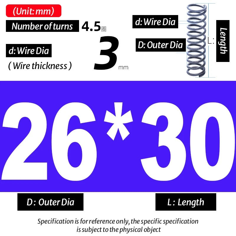 Compression Spring Pressure Big, Wire Dia 3.0mm Diameter 16-40mm Length 20-200mm