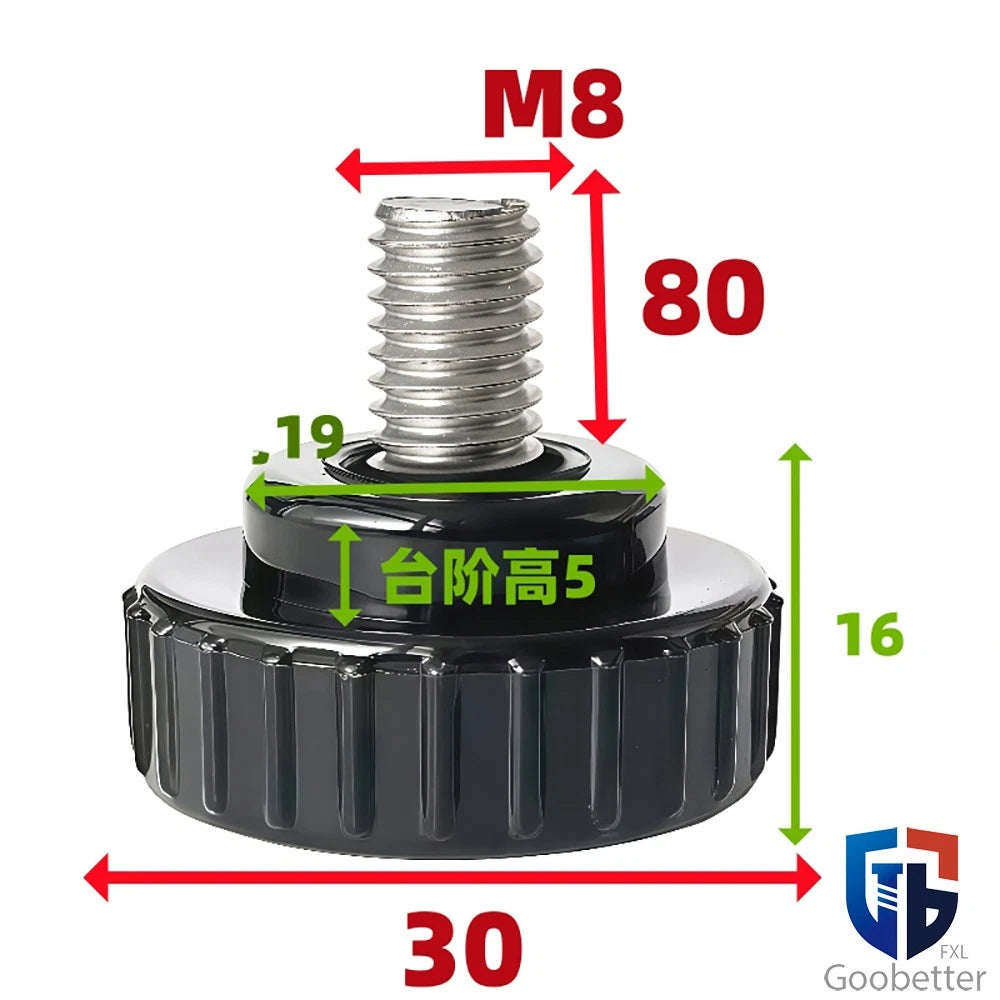 Knurled Thumb Screws with Round Plastic Handle — M3 M4 M5 M6 M8 M10 Clamping Knob Bolts