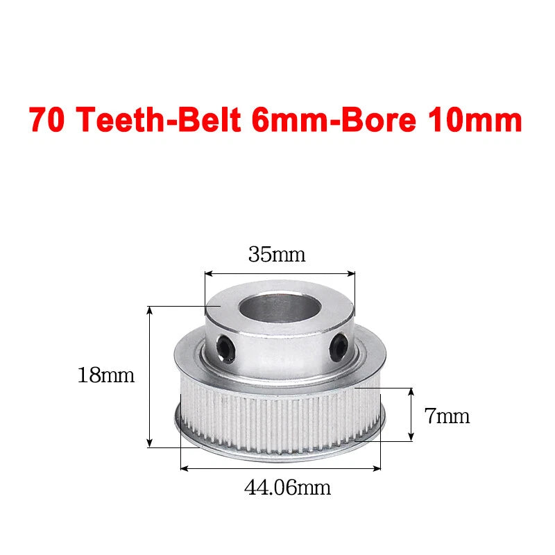 2GT Drive Pulley With Step 16 Tooth - 100 Tooth Bore 4mm - 25mm for 6mm Belt