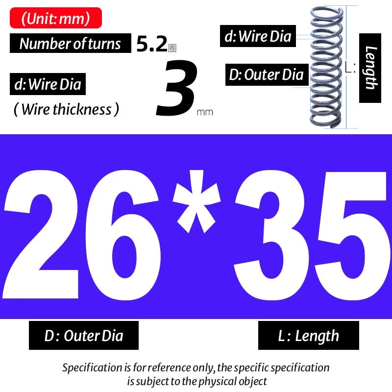 Compression Spring Pressure Big, Wire Dia 3.0mm Diameter 16-40mm Length 20-200mm