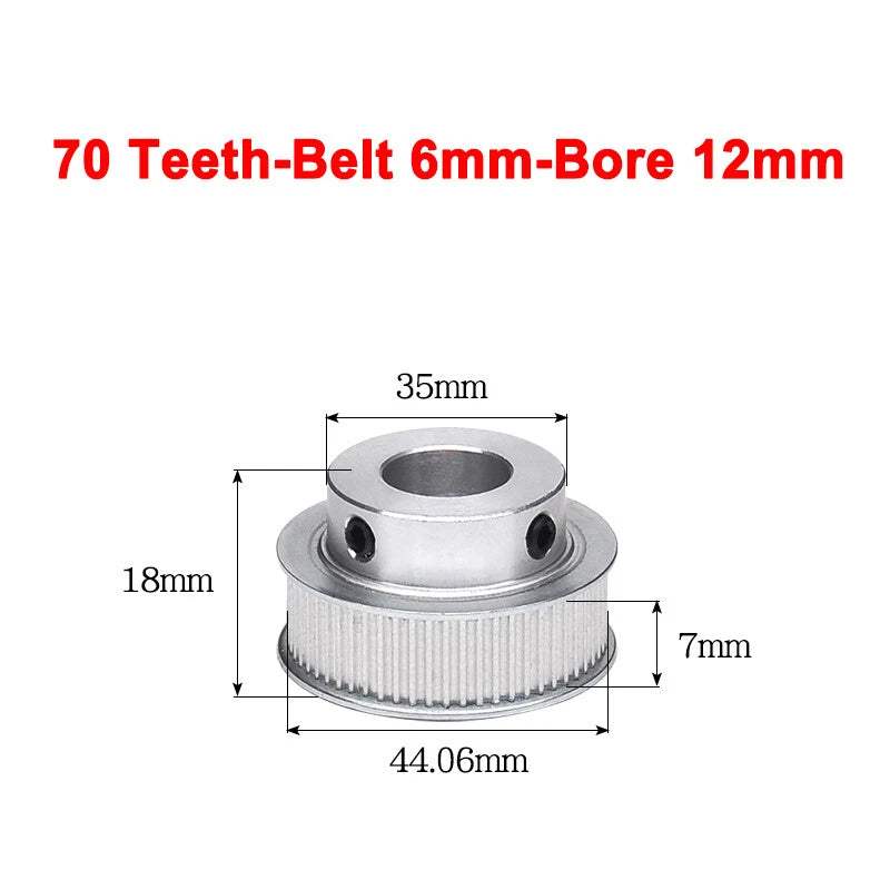 2GT Drive Pulley With Step 16 Tooth - 100 Tooth Bore 4mm - 25mm for 6mm Belt